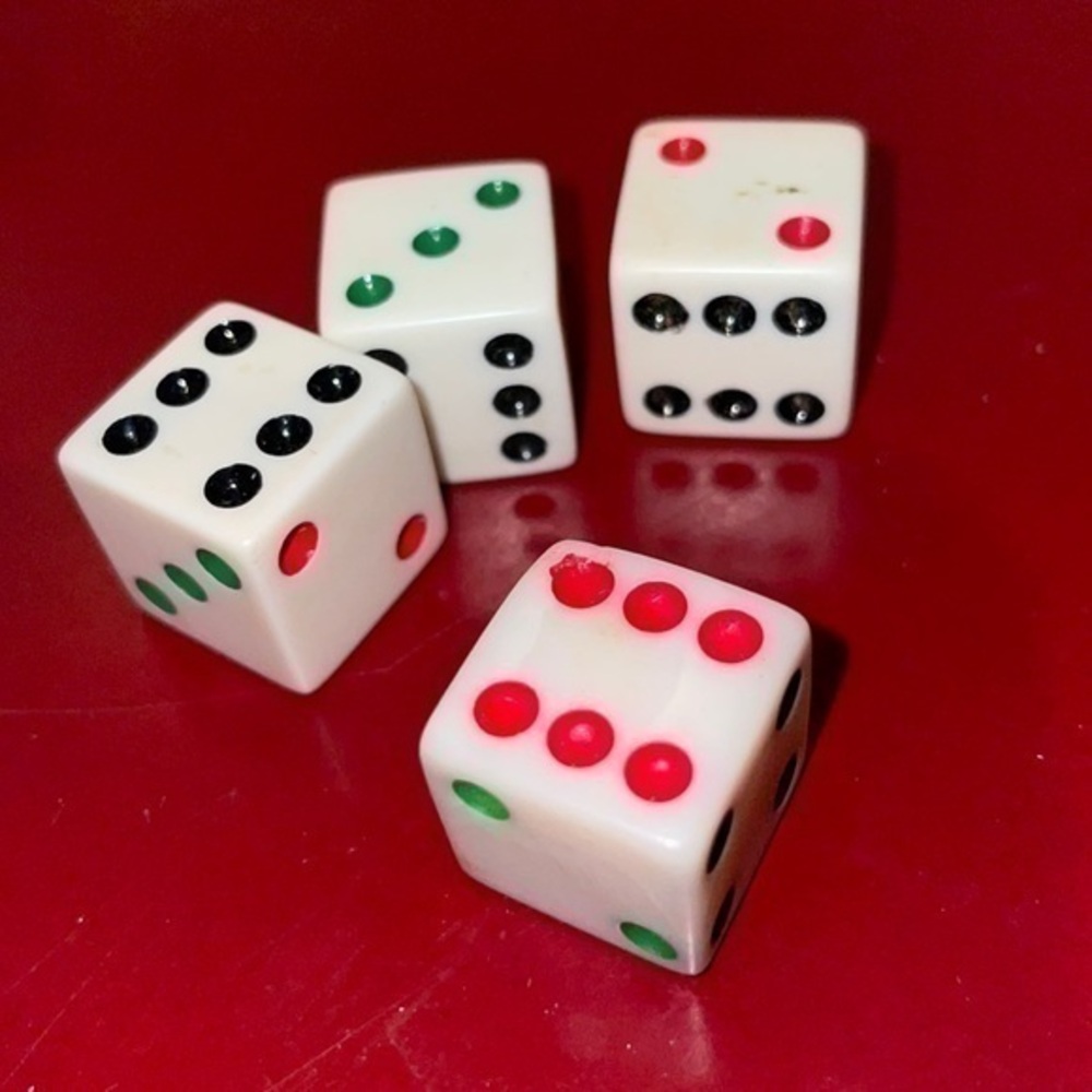Lot of vintage colorful dice